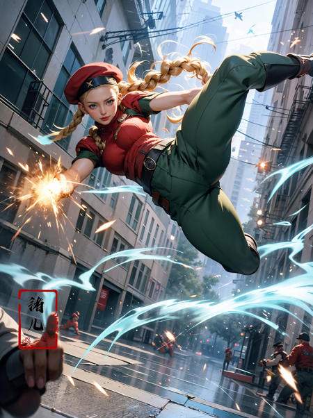 606247209521969413-2507034242-CAMMY，Epic CG masterpiece, from Capcom game Street Fighter, cammy, Cammy White (character name), red beret, camouflage face pain.jpg